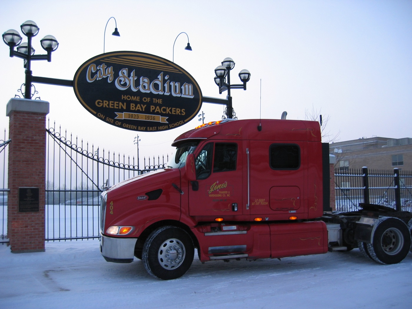 Jones Transfer outside of Green Bay's famous City Stadium, former home of the Green Bay Packers